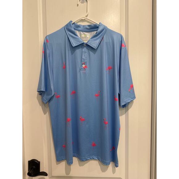 MSRP $99.97 NWOT Obnoxious Flamingo Cool Tech Performance Golf Polo Size L-XL - Picture 3 of 8